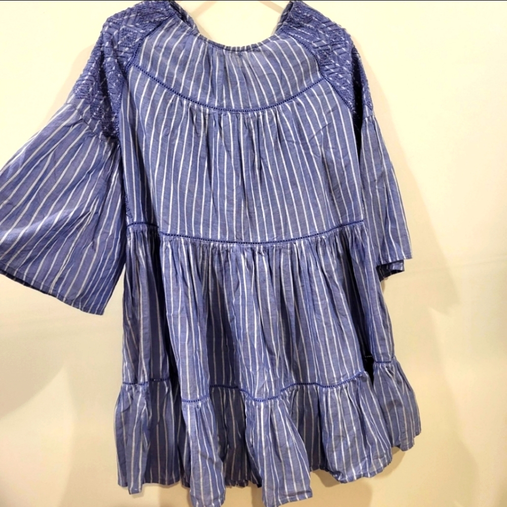Free People Lola Striped Embroidered Dress Small